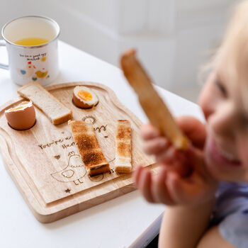 Personalised Egg Toast Chopping Board And Enamel Mug, 5 of 11