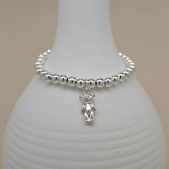 Personalised Child's Silver Teddy Bear Charm Bracelet, 4 of 5