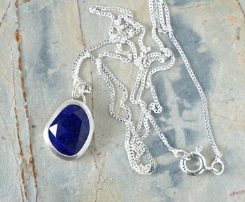 Lapis Lazuli Necklace In Sterling Silver, 2 of 3