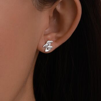 Mismatched Chanterelle Mushroom Stud Earrings In Sterling Silver, 7 of 12