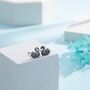 Black Swan Stud Earrings In Sterling Silver, thumbnail 1 of 9