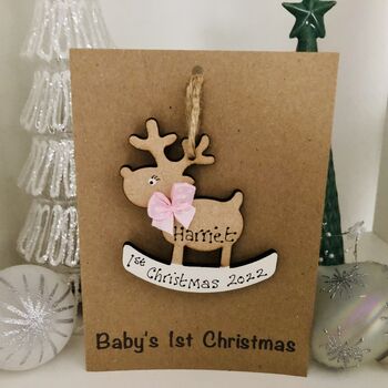 Personalised 1st Christmas Reindeer Card Decoration, 11 of 11