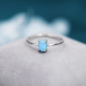 Blue Opal Oval Ring In Sterling Silver, 3 of 11