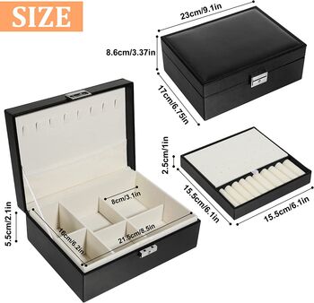 Jewelry Storage Box Case Organiser Travel Double Layer, 6 of 6