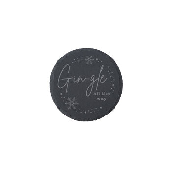 'Gingle All The Way' Round Slate Coaster, 2 of 2