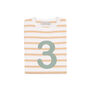Biscuit + White Breton Striped Number/Age T Shirt Green, thumbnail 4 of 6