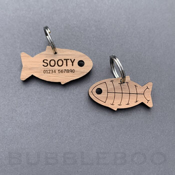 Wooden Fish Cat ID Tag Personalised, 6 of 12