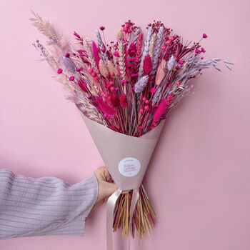 Hot Pink And Lilac Dried Flower Arrangement, 2 of 7