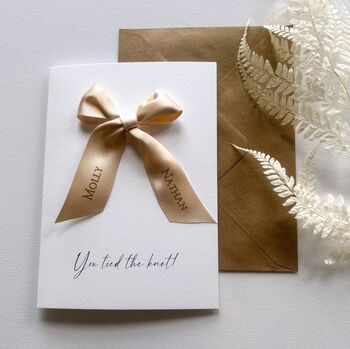 Personalised Wedding Card Bow Tied The Knot, 2 of 3