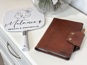 Personalised A5 Luxury Leather Journal Notebook Cover. Spanish Brown, 5 of 12