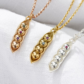 Birthstone Pea Pod Charm Necklace, 5 of 9