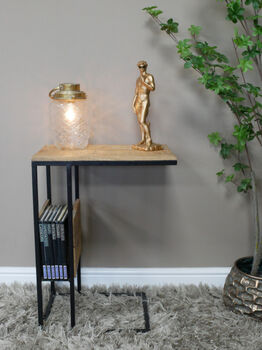 Teak And Metal Side Drinks Table With Magazine Rack, 2 of 4