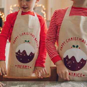Personalised Christmas Pudding Kids Apron, 3 of 4