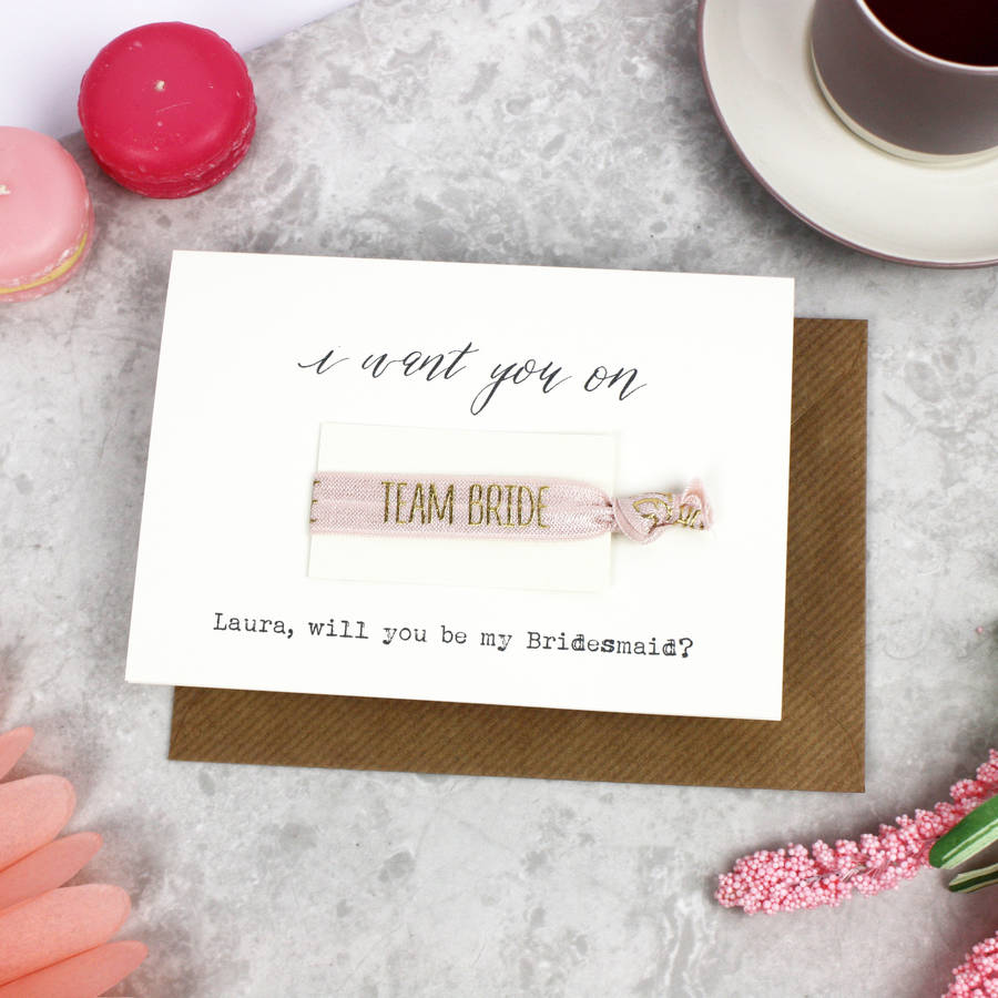 Personalised 'Will You Be My Bridesmaid?' Hair Tie Card By Arlo & Jude |  