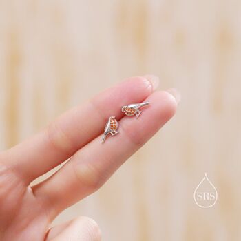 Sterling Silver Crystal Robin Bird Stud Earrings, 2 of 12