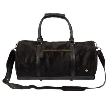 Pony Hair Leather Classic Duffle In Black, 3 of 9