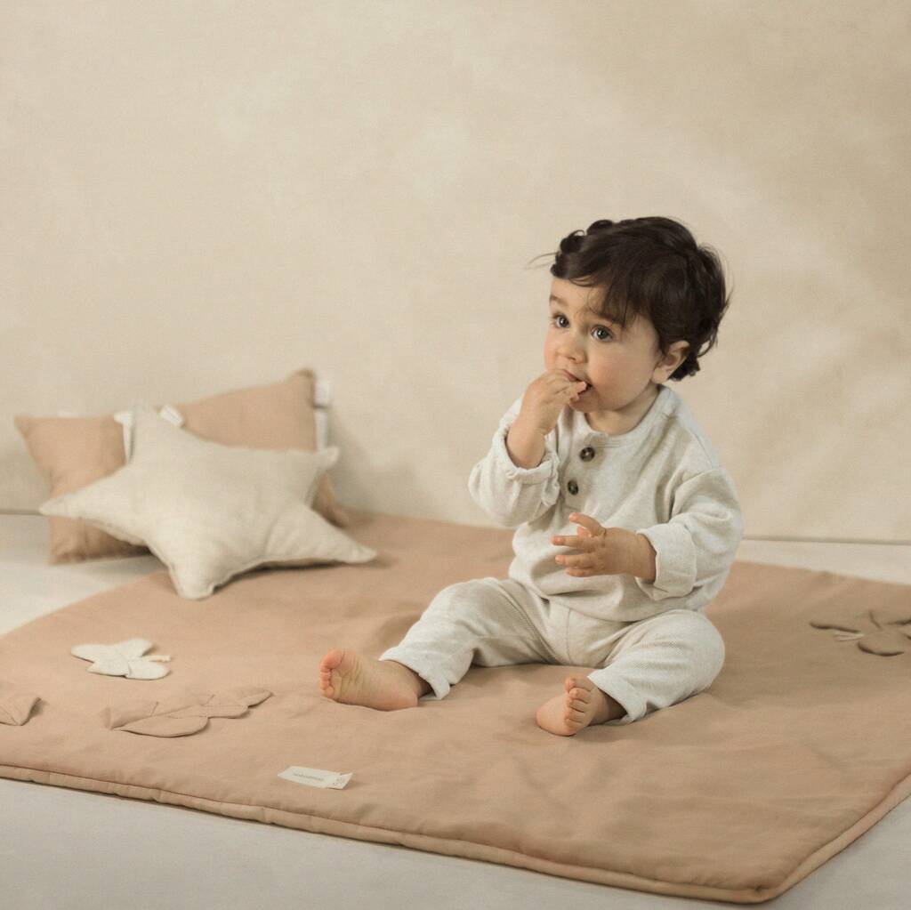 Organic Linen Playmat In Sand, 1 of 7