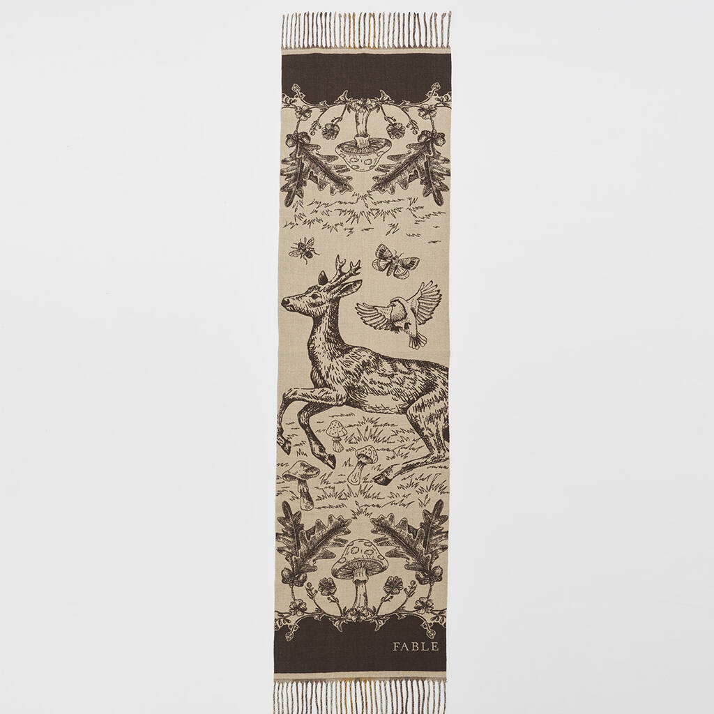 Woodland Tales Taupe Jacquard Scarf, 1 of 6