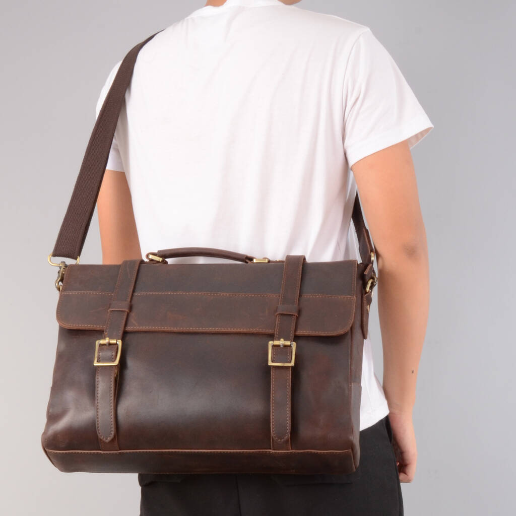 Leather Laptop Satchel Bag By Eazo