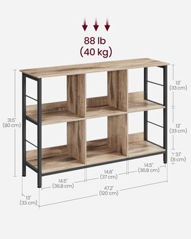 Two Tier Bookcase Industrial Display Storage Rack Shelf, 2 of 6