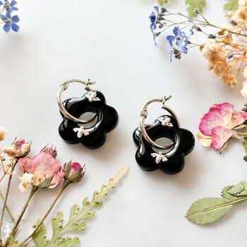 Black Resin Hoop Earrings, 4 of 4