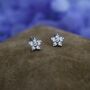 Tiny Forget Me Not Flower Cz Stud Earrings, thumbnail 5 of 12