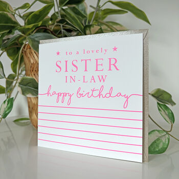 Simply Stripey Sister In Law Birthday Card, 3 of 3
