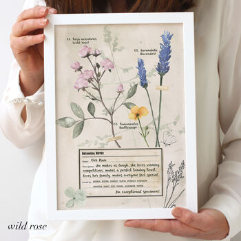 Personalised Botanical Notes For Nanny Framed Print, 3 of 8