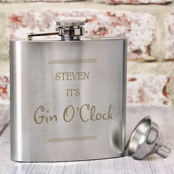Personalised Classic Stainless Steel Hip Flask, 2 of 5