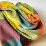 Soft Colour Block Check Scarf In Yellow And Blue, thumbnail 3 of 6