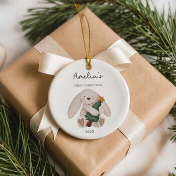 Personalised Baby’s First Christmas Bunny Bauble, 6 of 6