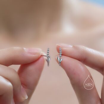 Sterling Silver Extra Tiny Lavender Stud Earrings, 7 of 12