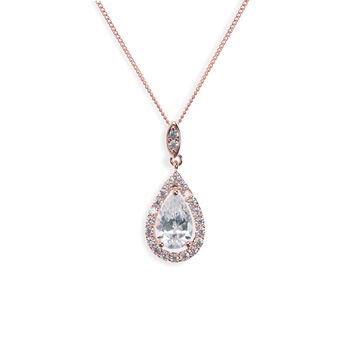 Belmont Rhodium. Gold Or Rose Gold Plated Drop Pendant, 4 of 11