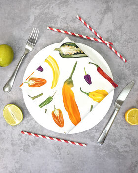Chilli Napkin Set | Spicy Gift Idea | Hand Drawn Cotton Napkins, 5 of 6