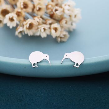 Sterling Silver Kiwi Bird Stud Earrings, 3 of 12