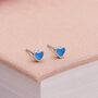 5mm Sterling Silver Blue Opal Heart Stud Earrings, thumbnail 3 of 5