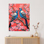 Cherry Blossom Chichi Birds Pink Blue Wall Art Print, thumbnail 1 of 6