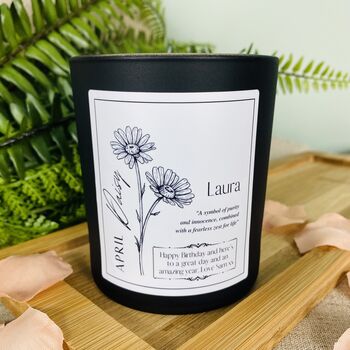 April Daisy Birth Flower Personalised Candle, 4 of 11