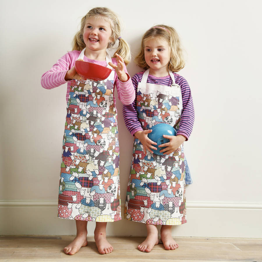 Flock Of Colourful Sheep Children's Apron By Mary Kilvert