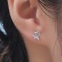 Sterling Silver Mismatched Ninja And Ninja Shuriken Star Stud Earrings, thumbnail 2 of 12