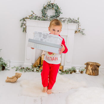 Personalised Red Reindeer Kids Christmas Pyjamas / Pjs, 6 of 9