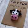 Personalised Age Cow Crochet Birthday Card Handmade, thumbnail 8 of 12