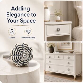 Monochrome Bloom Round Ceramic Knob, 3 of 9
