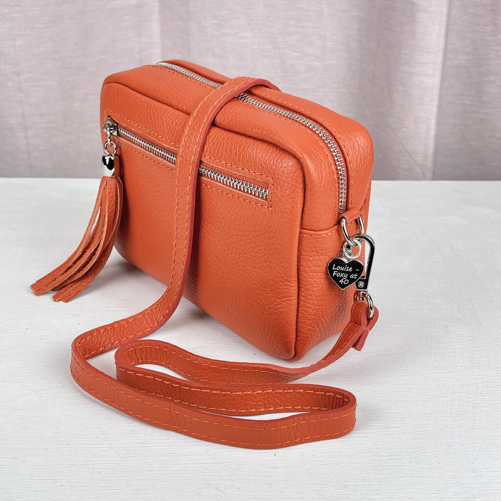 small orange crossbody bag