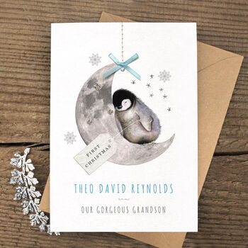 Personalised 'Baby's First Christmas' Penguin Card, 2 of 3