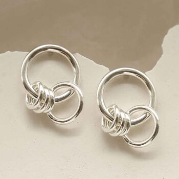 Sterling Silver Hanging Rings Stud Earrings, 4 of 5