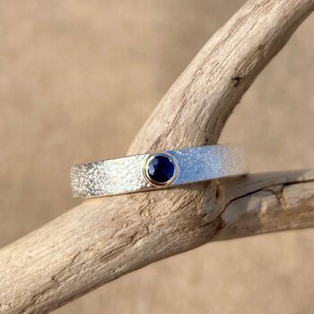 Sapphire September Birthstone Ring In Textured Sterling Silver And 9ct Gold, 5 of 11