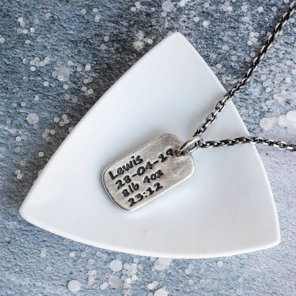 Men's Personalised Dog Tag Necklace By Green River Studio