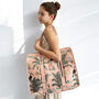 Jungle Print Large Quilted Cotton Tote Bag In Peach, thumbnail 1 of 7