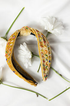 Yellow Sprinkle Beaded Twist Knot Headband, 5 of 5